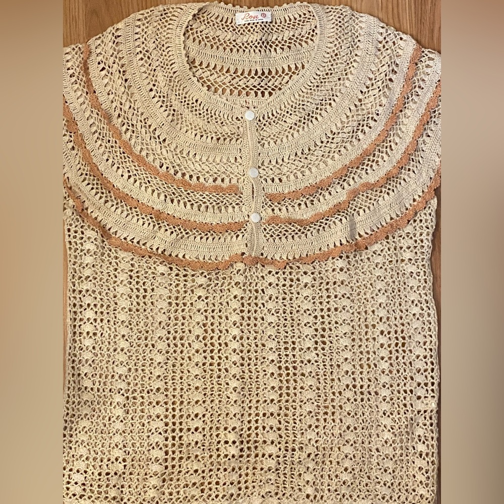 Womens Crochet Tops Cream Size Small